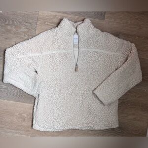 Elodie Girl sherpa fleece quarter-zip pullover jacket. Cream. girl's size XL